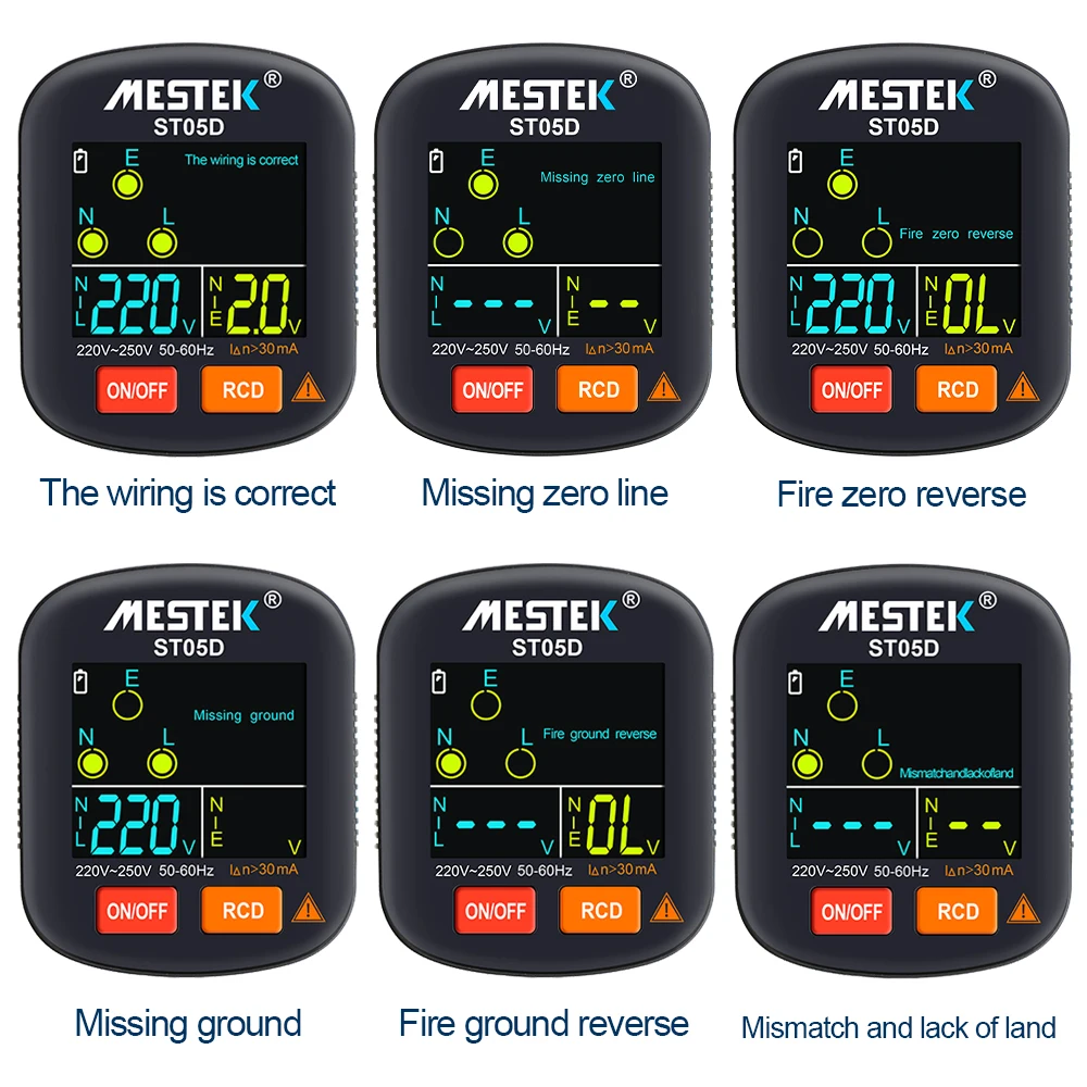 Miernik do gniazdka Tester gniazdka testowego RCD GFCI NCV Tester napięcia EU US UK Plug of uziem Zero Line 30mA wykrywacz inteligentne gniazdo