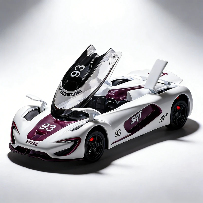 

Модель гоночного автомобиля SRT Tomahawk из сплава, масштаб 1:32, трековая версия, со звуком и светом, инерционная, изысканная декоративная игрушка, персонализированное украшение