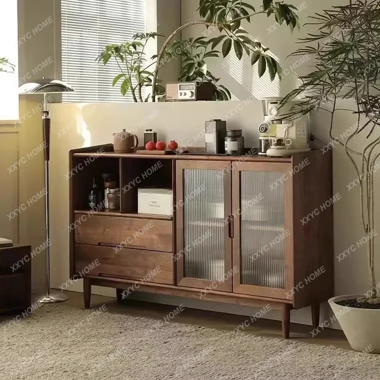 

A Solid wood black walnut dining side cabinet living room storage household tea cabinet