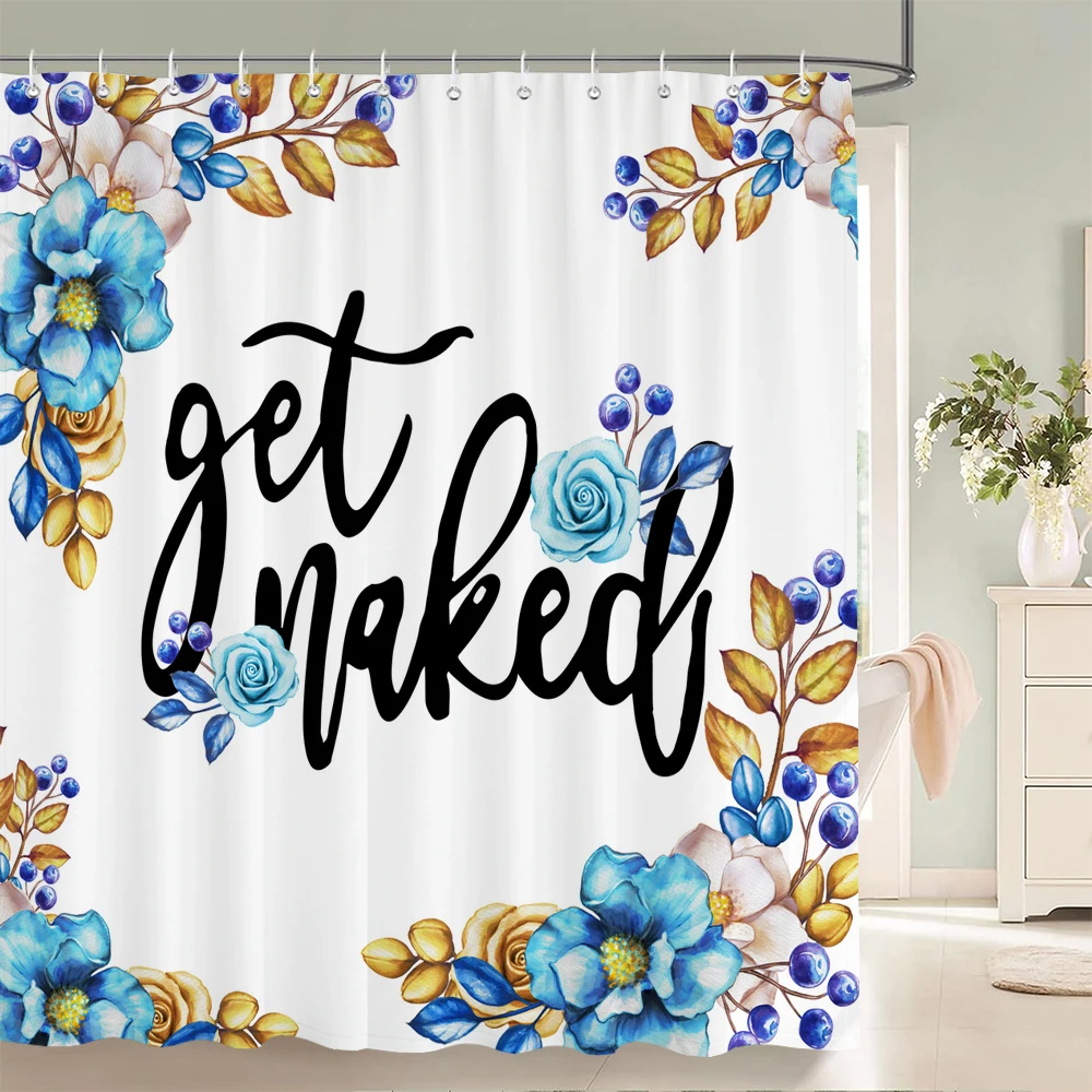 

1 pcs Flower Printed Shower Curtain Waterproof Curtain Polyester Cloth Shower Curtain Bathroom Curtain Decorate Shower Curtain