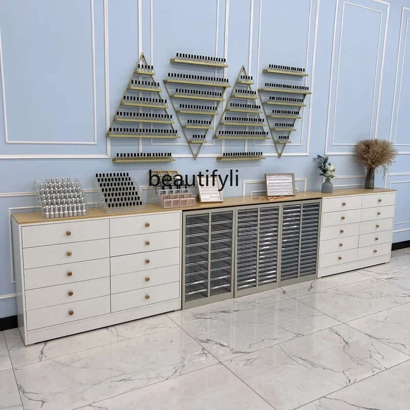 Nail Salon Display Cabinet Manicure   Floor Cabinet UV Polish Storage   Wall Cabinet Nail Polish Color Plate Manicure