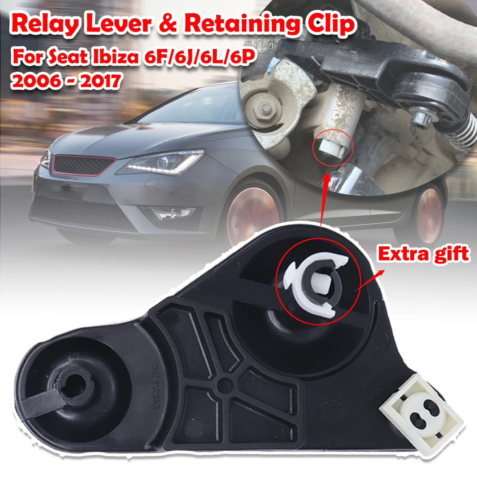 

For Seat Ibiza 6F/6J/6L/6P Relay Lever & Retaining Clip Manual Gearstick Shifter Selector Linkage End Bracket Replacement Part