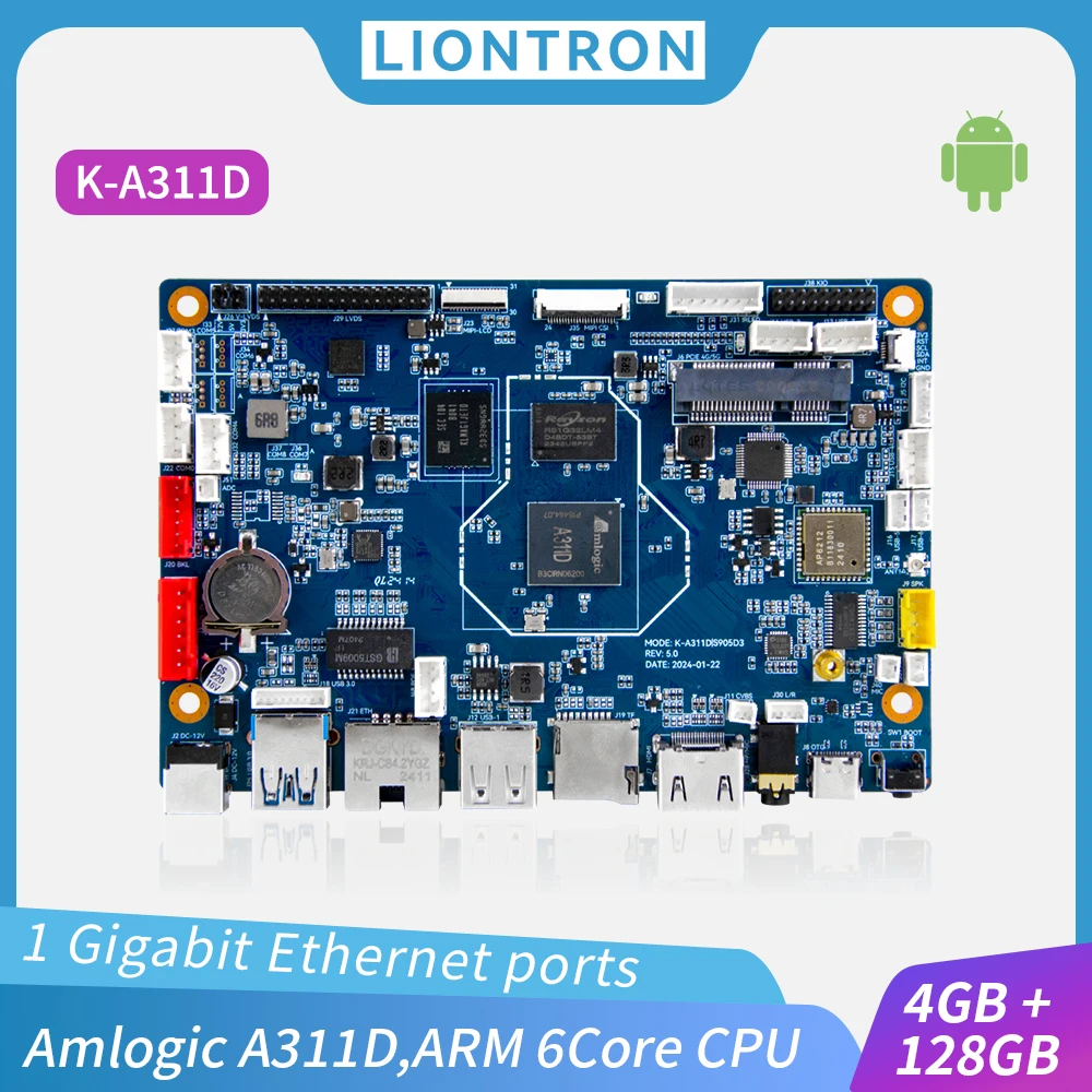 Placa de desarrollo Amlogic A311D OEM ODM, placa base inteligente ultrafina con interfaces LVDS y MIPI para máquina expendedora