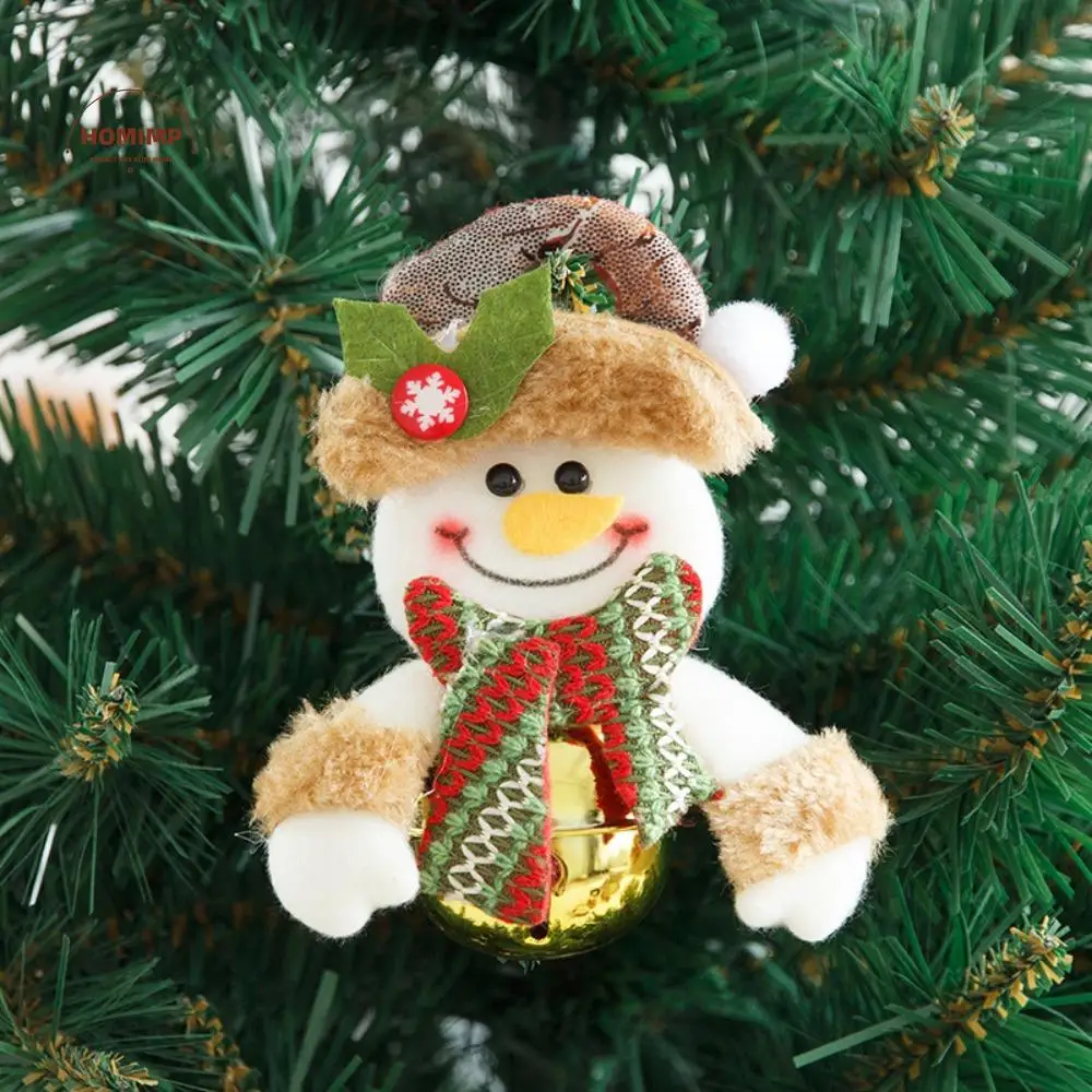 

4Pcs Soft Christmas Tree Pend Comfortable Round Bell Xmas Bell Hanging Ornaments Snowman Cloth Santa Ornaments Party Supplies