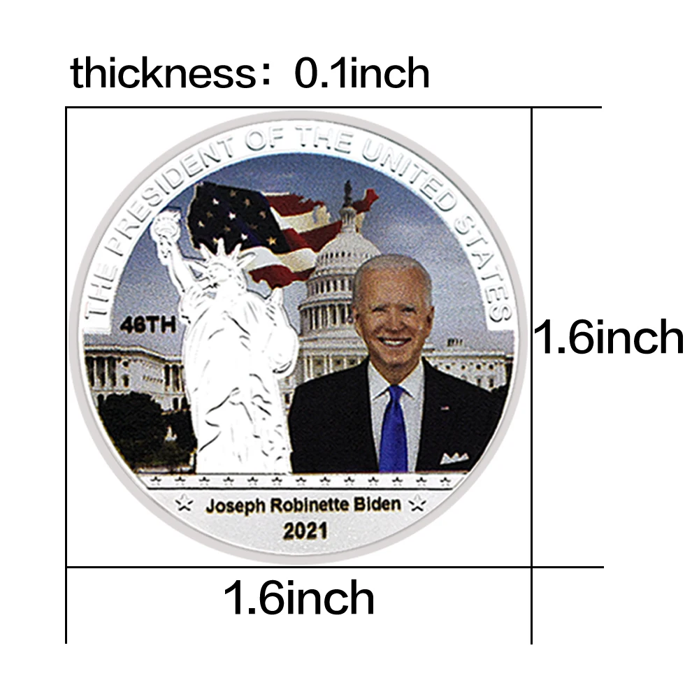 46 US Presidents Commemorative Coins Biden Trump Silver Plated Challenge Coins Embossed Craft Collectable Gift