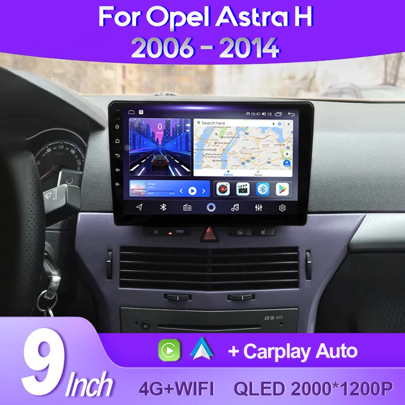 QSZN For Opel Astra H 2006 - 2014 2K QLED Android 13 Car Radio Multimedia Video Player GPS AI Voice CarPlay 4G Stereo Head Unit