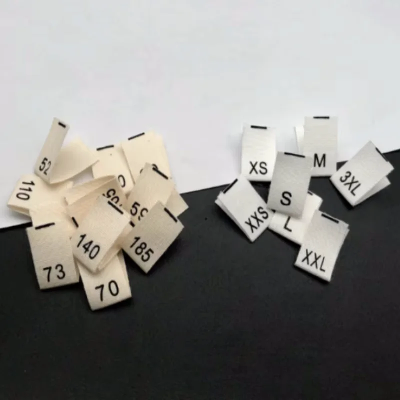 

500 шт. качественных этикеток для одежды из хлопка бежевого и белого цвета, мягкие хлопковые этикетки для самостоятельного изготовления, размерные этикетки для детской одежды.