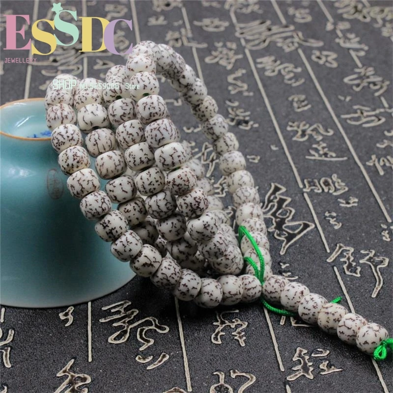 Natural AAA Dry Grinding Longquan Blood Silk  Seed Beads  108 Mala White Gold Wire Bodhi Hand String Wholesale