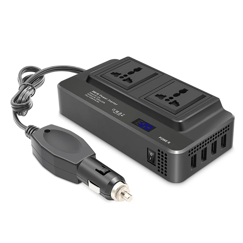 Car Power Inverter DC 12V To AC 220V 200W Auto Converter USB Fast Charging Charger EU Socket Inverter Power Adapter