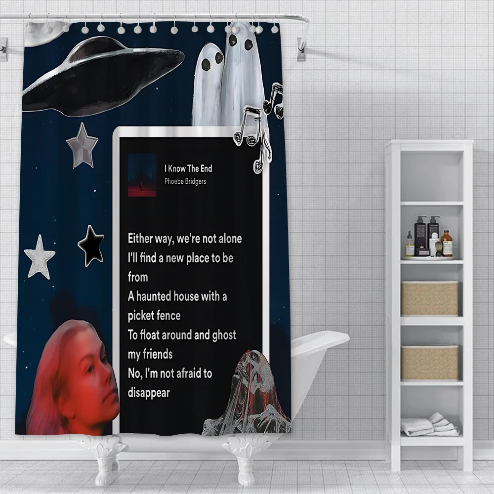 Singer Phoebe Bridgers Shower Curtain Waterproof Polyester Fabric Colorful Bath Curtains Home Bathroom Decor Curtain With Hook