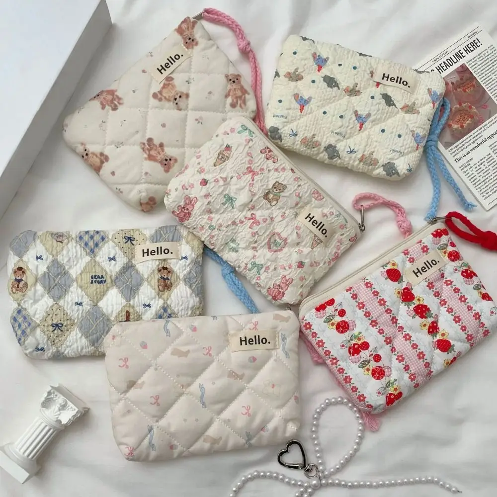 

Cute Quilted Cotton Coin Purses Large Capacity Cartoon Coin Wallet Mini Storage Bag