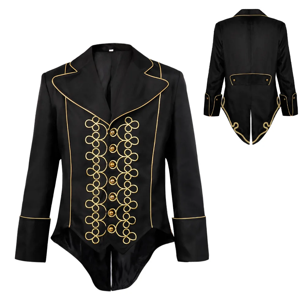 

Men's Embroidery Jacket Medieval Victorian Retro Coat Steampunk Gothic Vintage Blazer Halloween Party Uniform