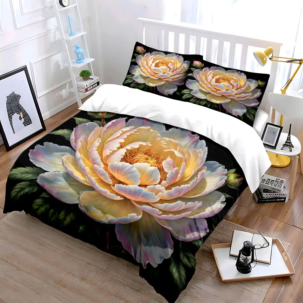 Elegant blooming flower display Printed Duvet Cover Set1 Duvet Cover+2 PillowcaseMulti Size Bedroom Bedding Decor Luxury gifts