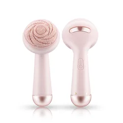 Electric Silicone Facial Brush Cleaner Vibration Roller Massage Pore Cleansing Instrument Waterproof Rechargeable Beauty Tool