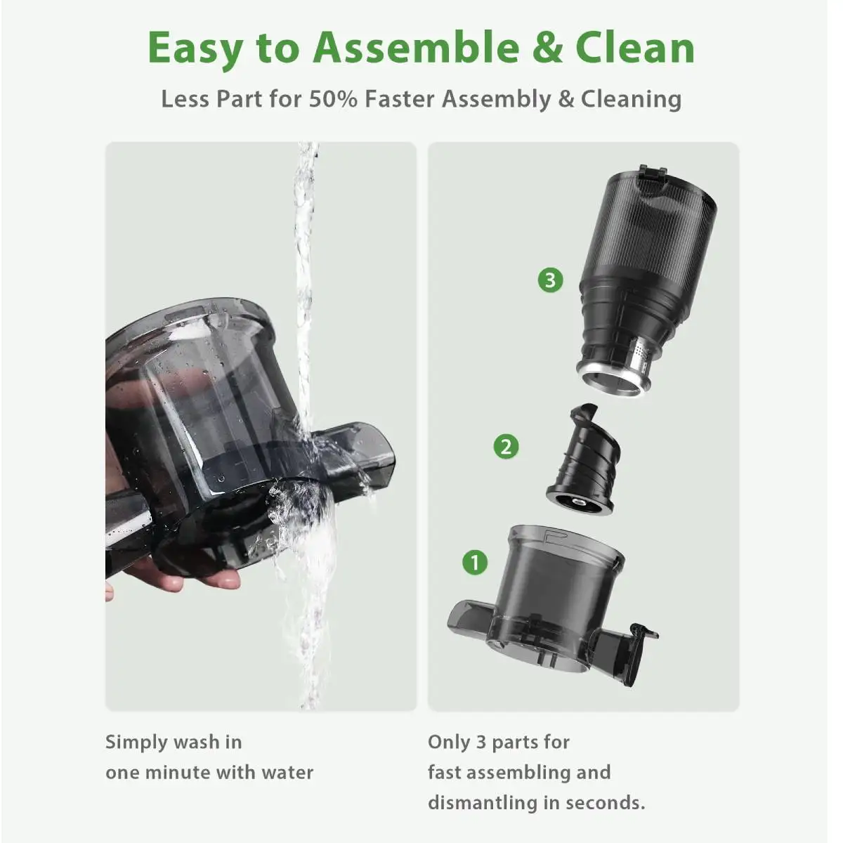 Wyciskarka wolnoobrotowa, wyciskarka do owoców i warzyw z szerokim otworem 13,5 cm, samozasysająca, o wysokiej wydajności wyciskania soku