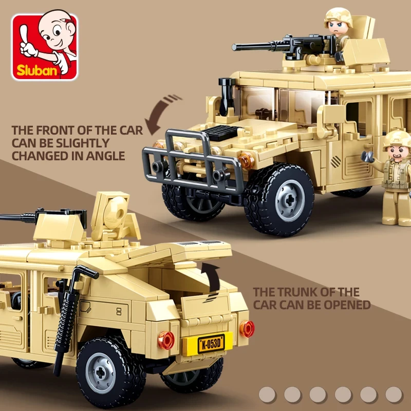 Sluban 265PCS WW2 Military SWAT H2 Assault Vehicle Building Blocks Army Soldier Armor Car Model Bricks DIY Toys Gifts For Kids