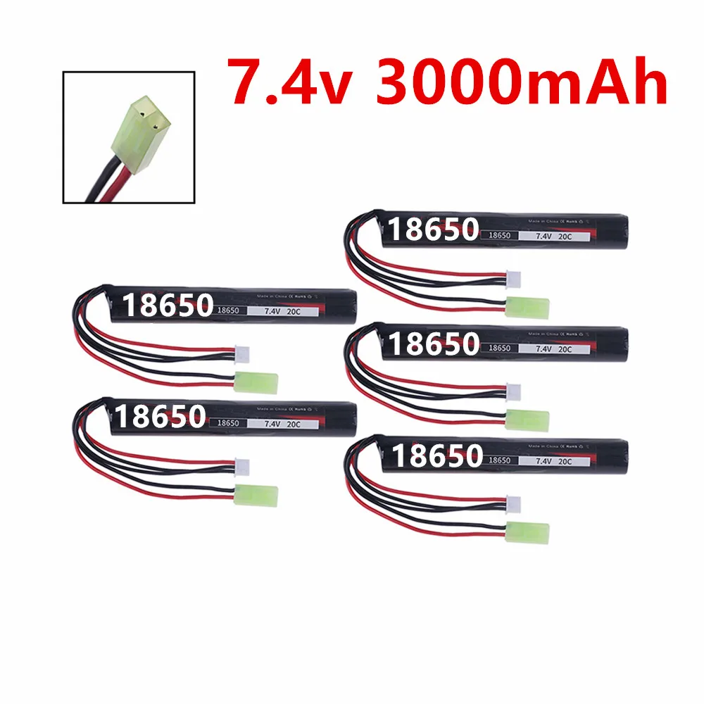 Airsoft gun Battery 7.4V 3000MAH 20C For RC Toys Mini Airsoft BB Gun Rechargeable Power Battery 2S 18650 Battery