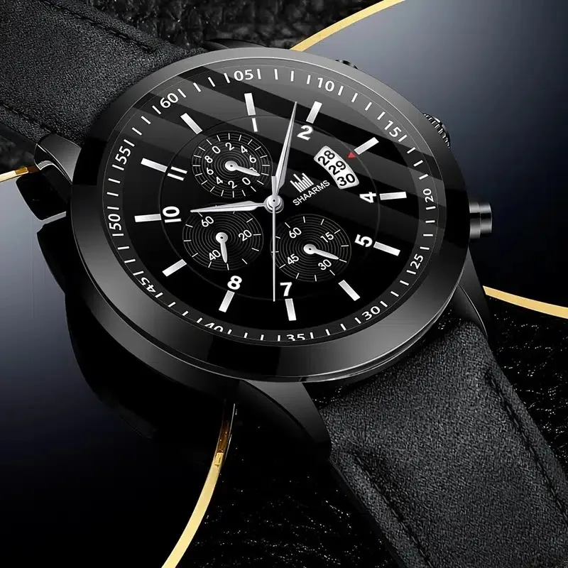 Neue Uhr Männer Mode Casual Leder Gürtel Uhren Mode männer Vielseitig Kalender Business Quarzuhr