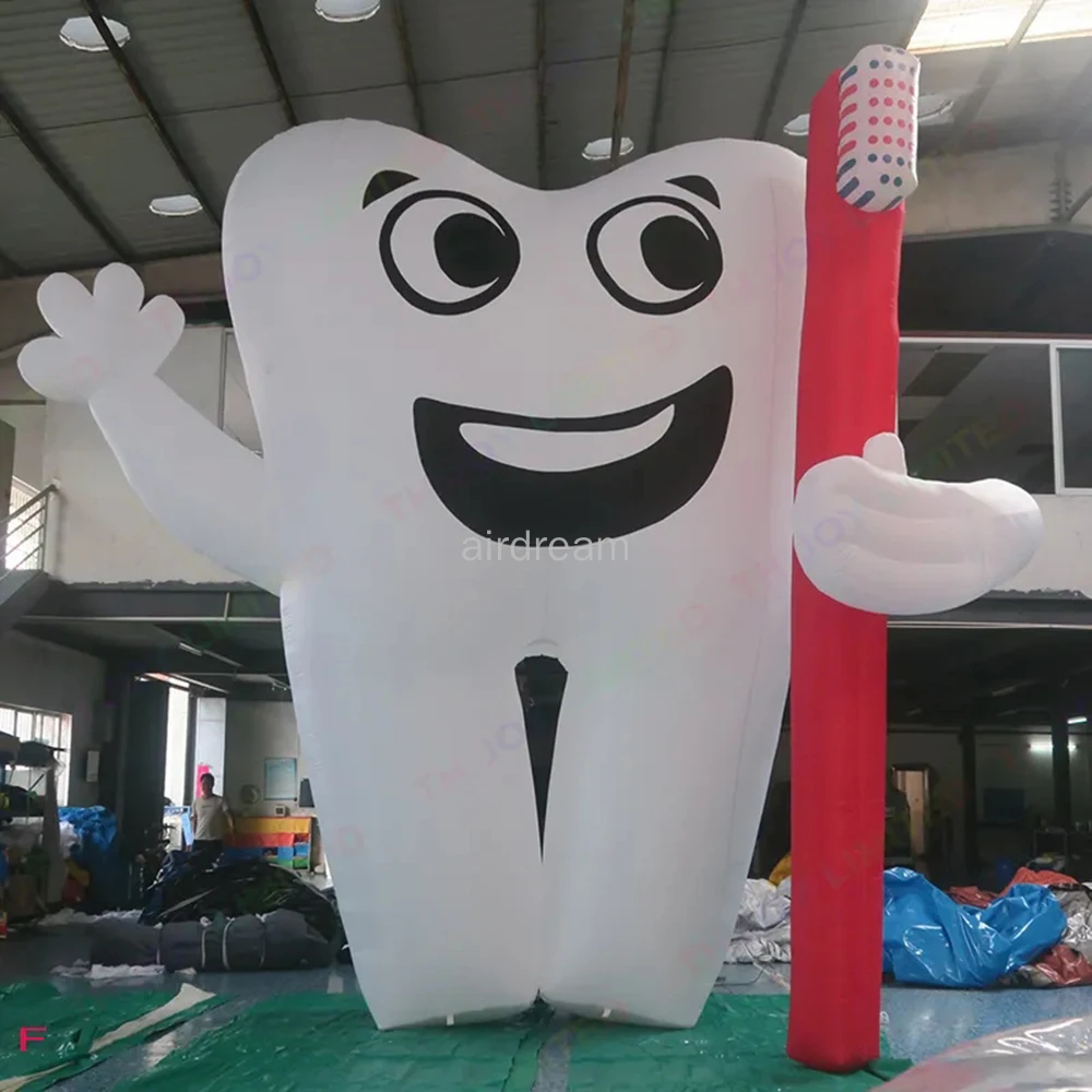 

Popular Giant Inflatable Cartoon Tooth Model Balloon White Dental Man With A Toothbrush For Dental Hospital Advertising