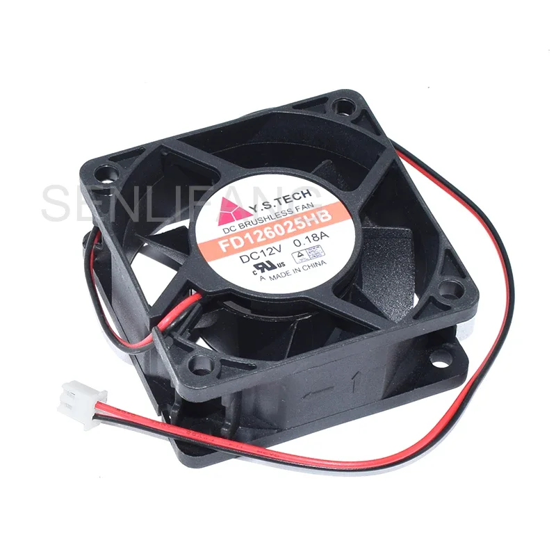 Nuevo para Y.S.TECH FD126025HB 6025 DC 12V 0.18A 60*60*25MM 2-Wire Square Cooling fan