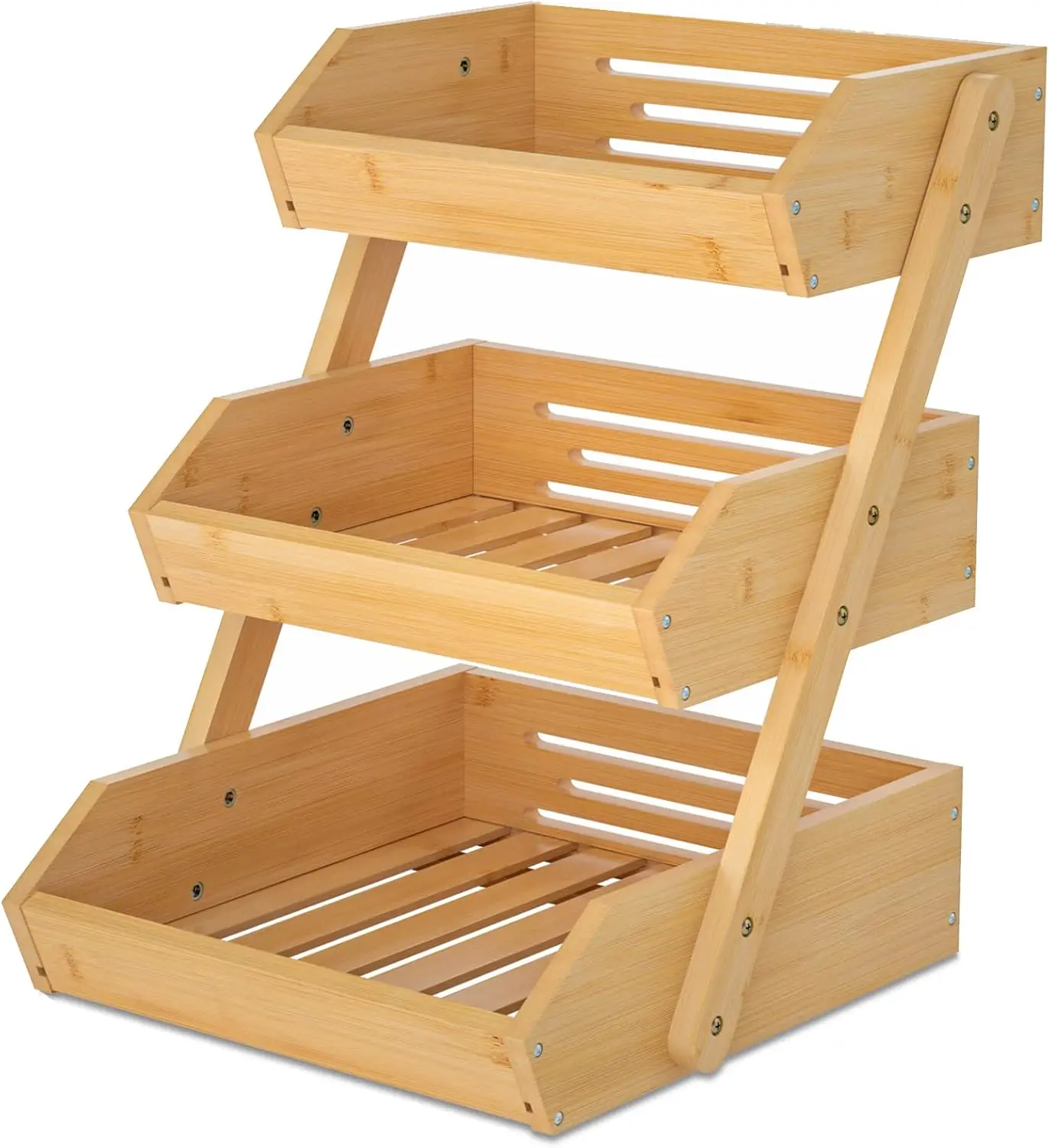 

Large 3 Tier Bamboo Fruit Basket Stand for Kitchen Countertop – Fruit Holder – Suitable for Bread, Vegetables, Produce