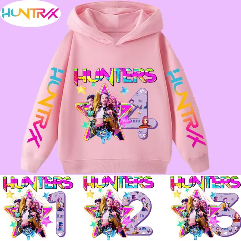 

Детская толстовка с капюшоном для девочек 1-12 лет с цифровым принтом Kpop Demon Hunters – повседневный топ – весенне-осенний стиль 2026
