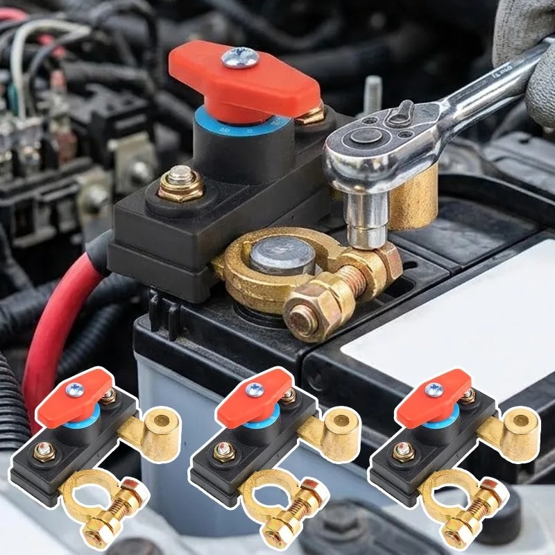 12V-24V Dual Voltage Battery Master Cut Off Switch Alloy/Copper Structure Negative Pole Disconnect Tool Free Knob PCB Design