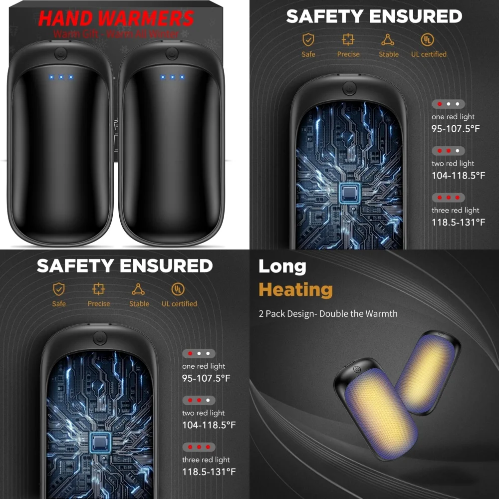 

Rechargeable Hand Warmer 2 Pack Portable Electric USB Powered Warmers for Cold Weather Outdoor Activities Winter Heating Device