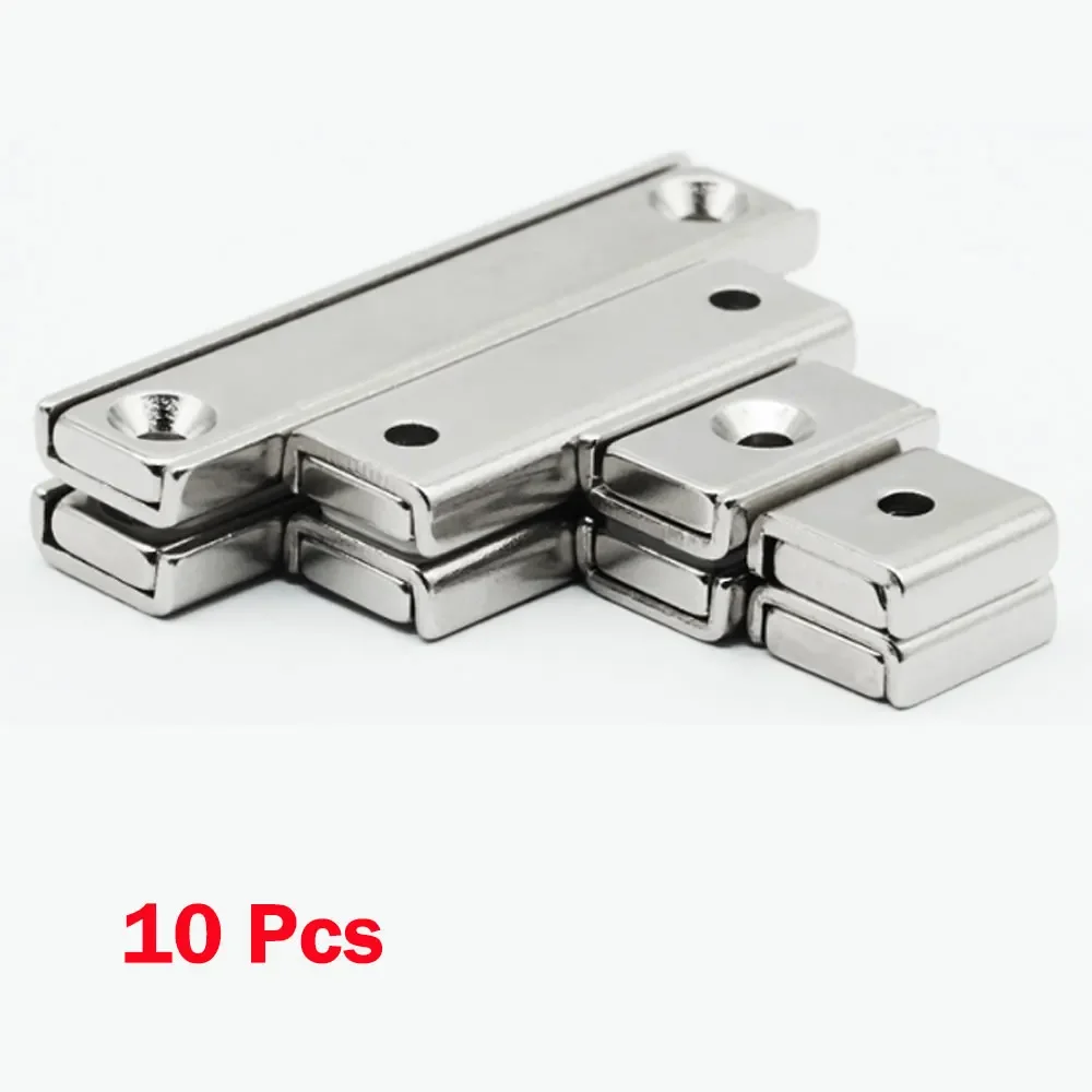 

10 Pcs N35 50mm 60mm 80mm 100mm 120mm Long Strip Magnetic Strong Sheet Rare Earth Magnet 2 Holes Block Rectangular Magnets NdFeB