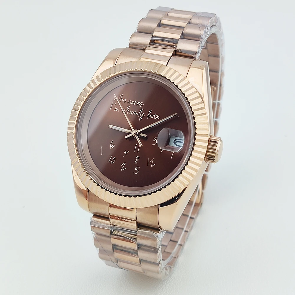 

Мужские часы серебряного/золотого/розового золота, которые носятся я уже late Часы без логотипа Сапфировое стекло Нержавеющая сталь Механизм nh35 Водонепроницаемый