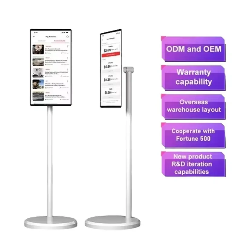 32 Inch Full HD 1080P Capacitive Touch Screen Monitor USB WiFi Smart TV Floor Standing Display for Work Study Home Office Use