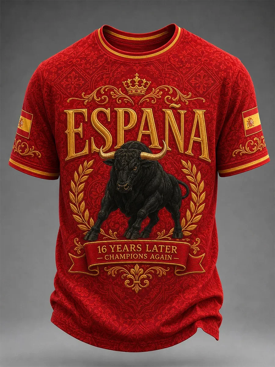 2027 Spanish Fans Football Training T-shirt - 3D Printed - Fashionable and Comfortable - Family-Personalized Clothing