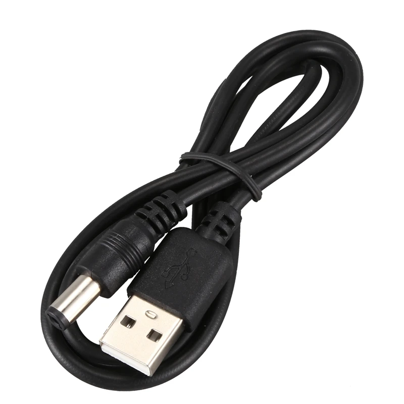 Cable USB 5,5mm/2,1mm 5V DC Barrel Jack Cable de alimentación (negro, 75cm)