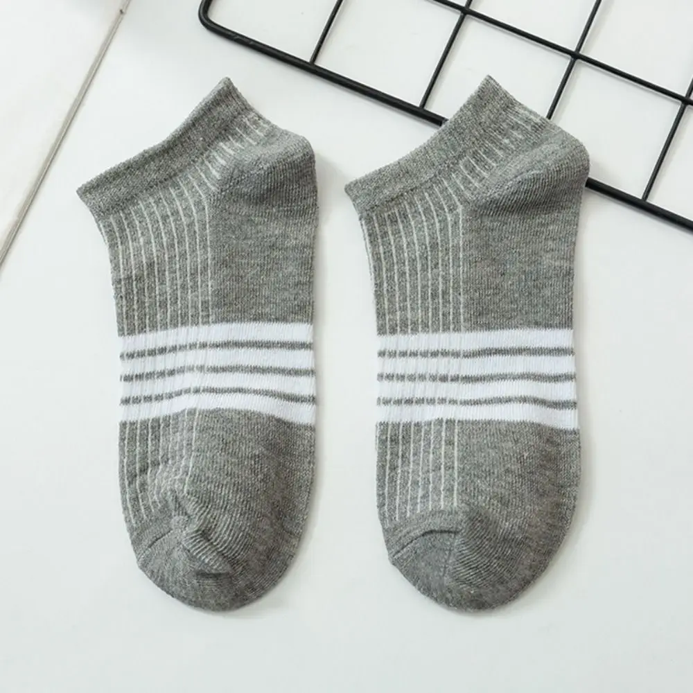 10Pairs Patchwork Ankle Thin Socks Cotton Anti-slip Striped Invisible Socks Hosiery Breathable Men's Tube Socks Summer
