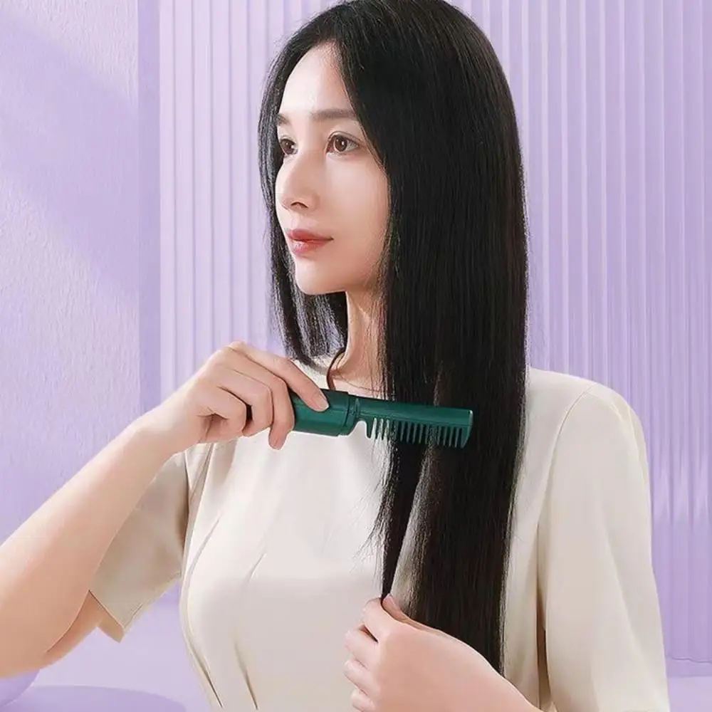 Electric Hot Hair Straighteners Hot Comb And Straightening Brush Heating Straight Curly Negative image 4