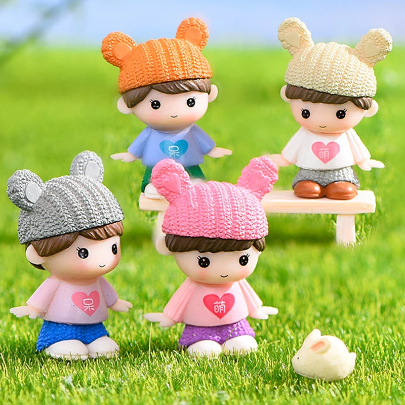 1PC Miniature Sweat Boy Girl Figures Lover Miniature Figurine Wedding Decoration Doll Fairy Garden Statue Home Gift Garden Craft