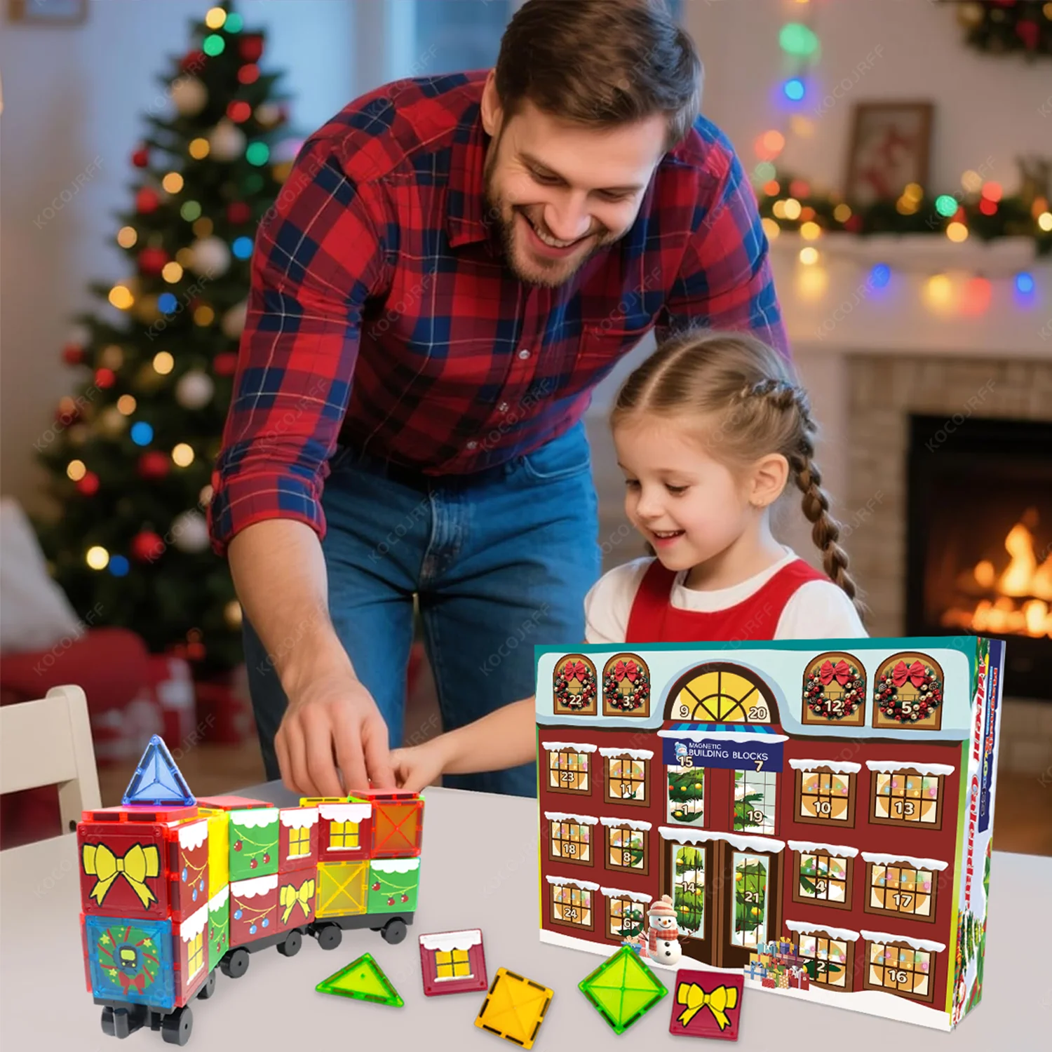 adventskalender kerst magnetische bouwsteen speelgoedset, educatieve puzzelspel geschenkdoos voor kinderen, geschikt voor verjaardagen,