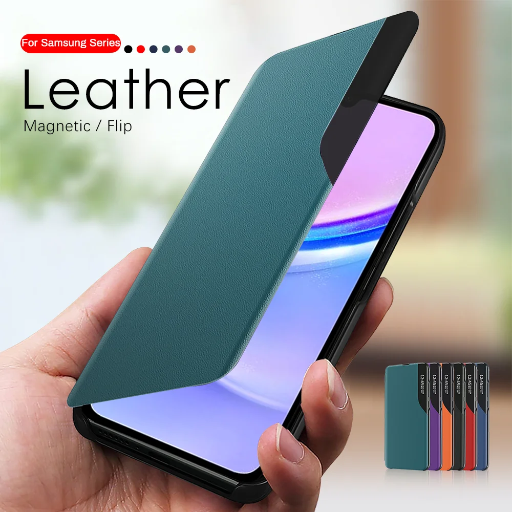 Samung A25 5G Case Smart View Magnetic Leather Flip Stand Cover For SamsungA25 Samsung A 55 35 25 15 A55 A35 A15 5G Book Coque