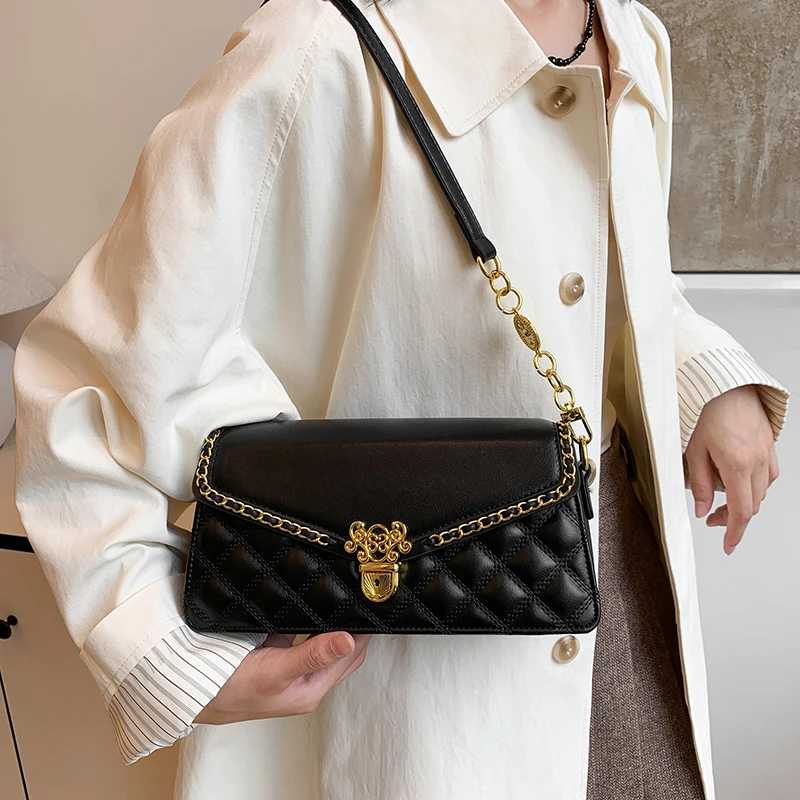 

Women Small Messenger Bag High Quality PU Leather Chain Single Shoulder Bag Vintage Flap Purses Female Cross Body Bag