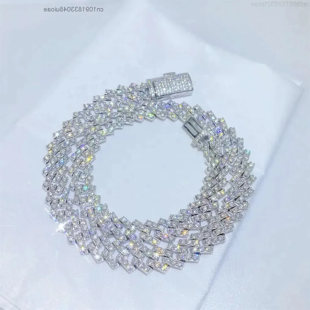 

Hip Hop Jewelry Heavy Mens Moissanite Diamonds 22" Miami Cuban Link Chain Necklace 8mm Sterling Silver Cuban Chain