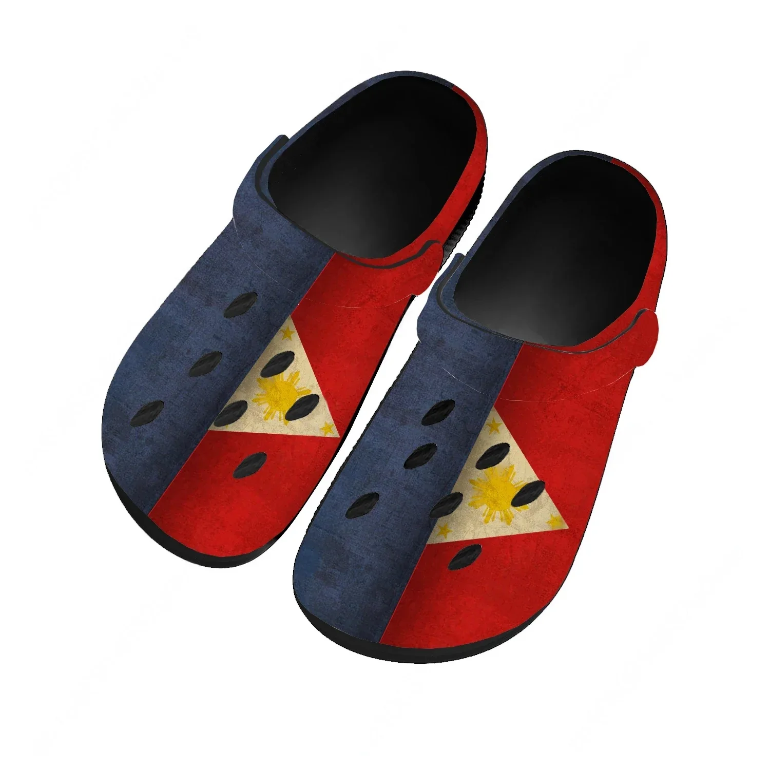 

Водонепроницаемые сабо с флагом Филиппин для мужчин и женщин, удобные домашние садовые тапочки, индивидуальные сандалии, пляжные дышащие шлепанцы с отверстиями