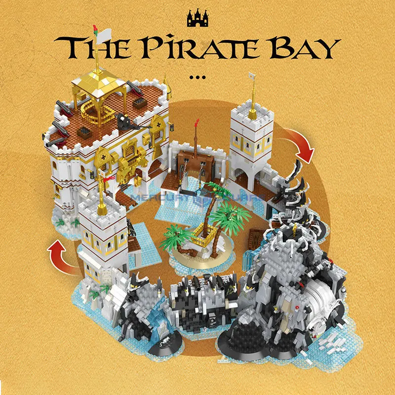 Pirate Bay MOC 66012 Model Building Blocks Skull Seaside Island Bricks Creative Ideas Building Toy Set Gift for Boys Girls Kids