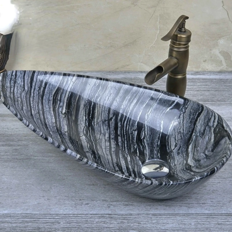 Hot Sale Water-drop Shape Natural Stone Basin Bathroom Marble Sink