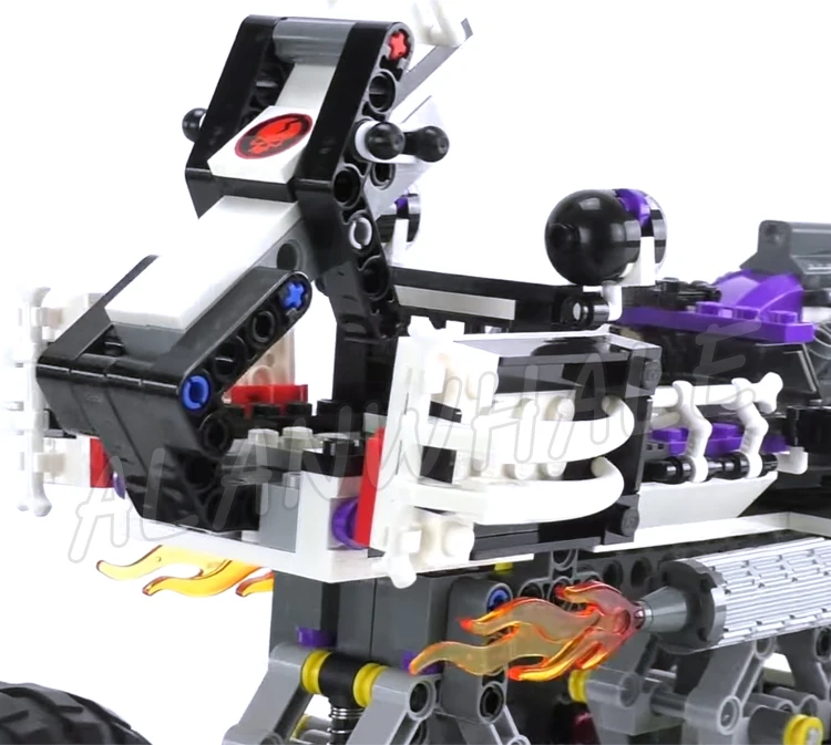 493 Stuks Schedel Truck Bewegende Kaken Enorme Rubberen Banden Nunchucks Van Lightning 9736 Bouwsteenspeelgoed Compatibel Met Model