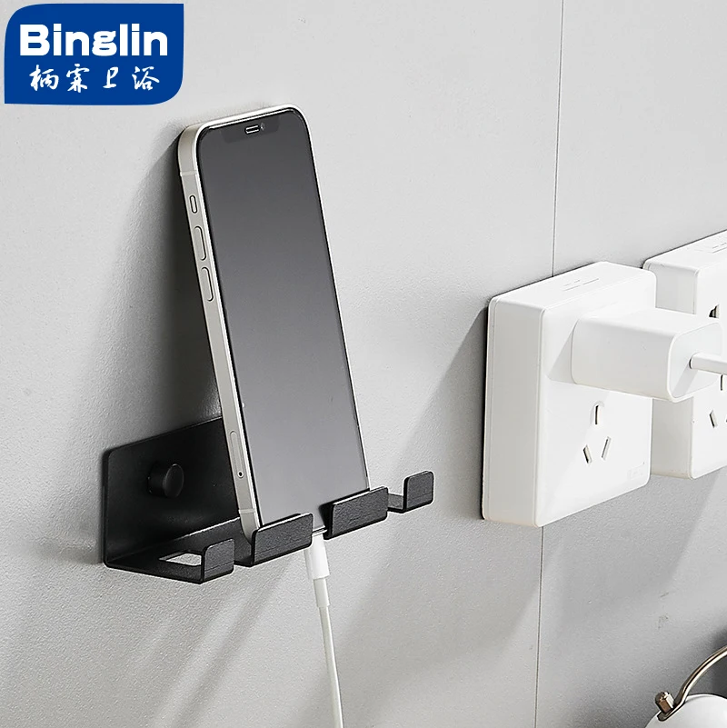 BINGLIN Kitchen Power Cord Plug Holder Hook Punch-free Rack Wall-Mounted Stainless Steel Multi-function Bracket