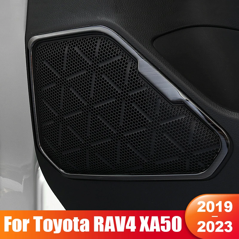 

For Toyota RAV4 XA50 2019 2020 2021 2022 2023 RAV 4 Hybrid Car Door Audio Speaker Cover Stickers Stainless Steel Accessories