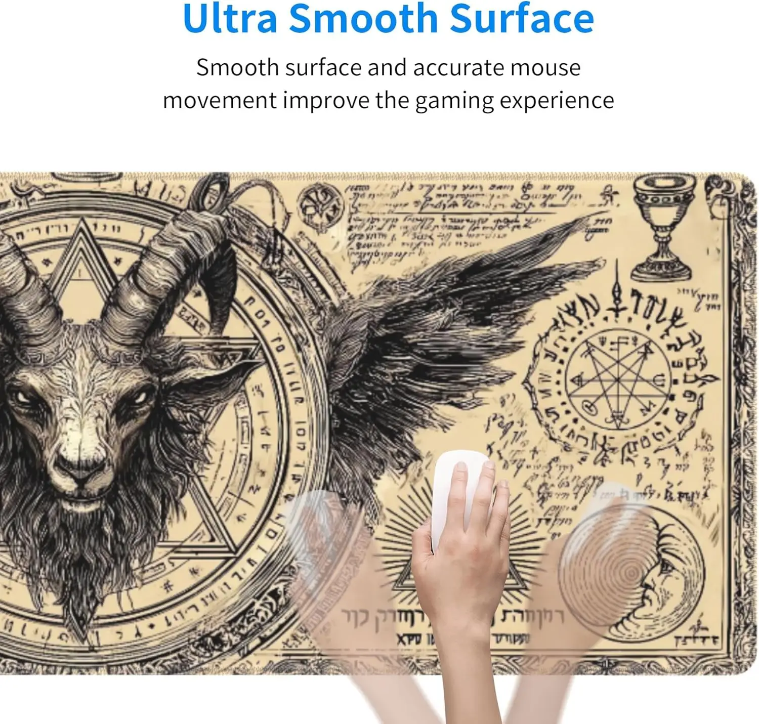 لوحة ماوس ألعاب ممتدة ذات طابع جمجمة - حصيرة مكتب كبيرة مقاس XL مع حواف مخيطة للاعبين والمكتب المنزلي #4