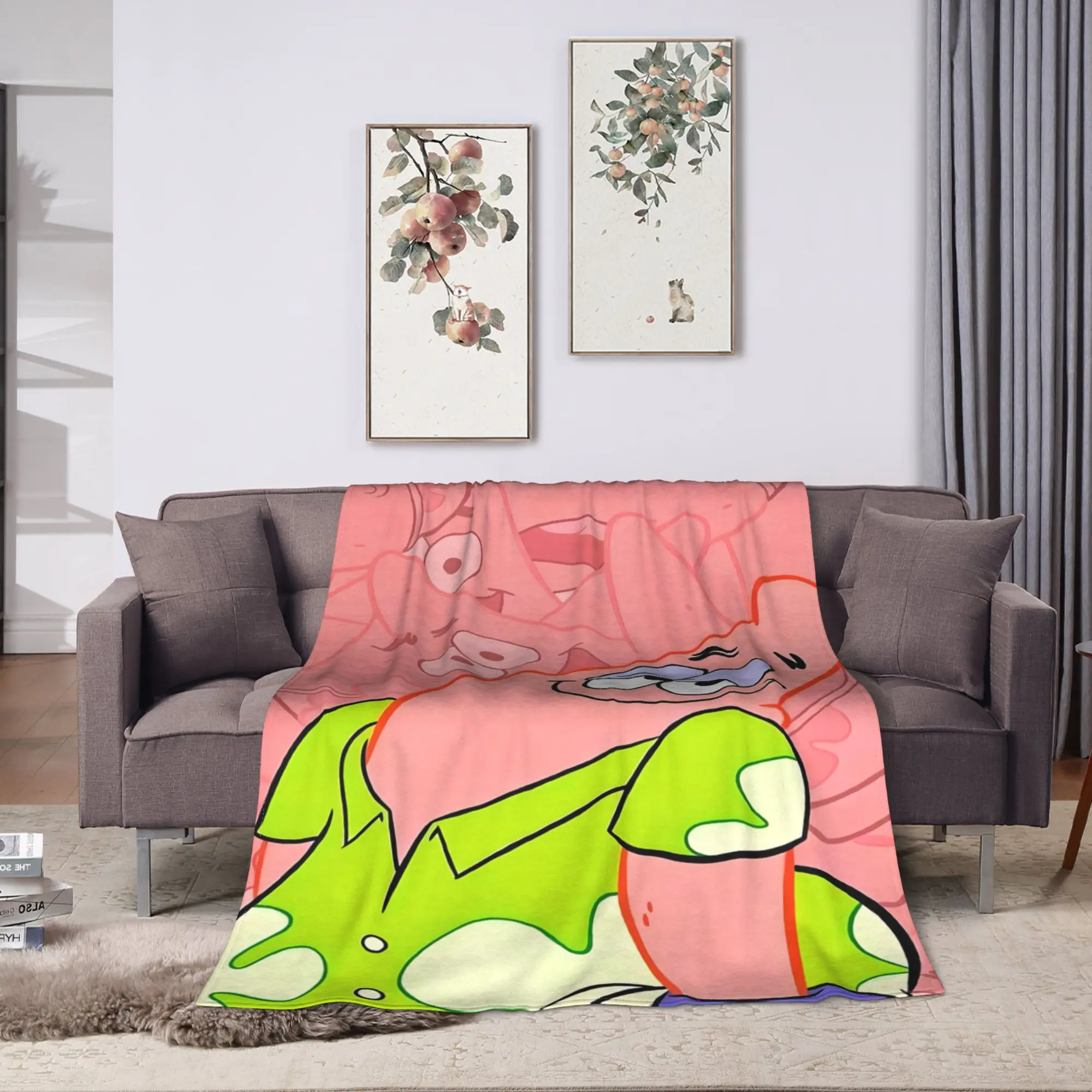 SpongeBobs Soft Pink Solo Patrick Art Blanket Quality Soft Warm  Bedding Throws Winter Girls Boys Home Decor Bedspread