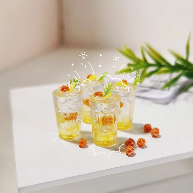 Casa de muñecas en miniatura a escala 1/12, taza de bebida de té de limón, modelo para niños, juguete y decoración de cocina