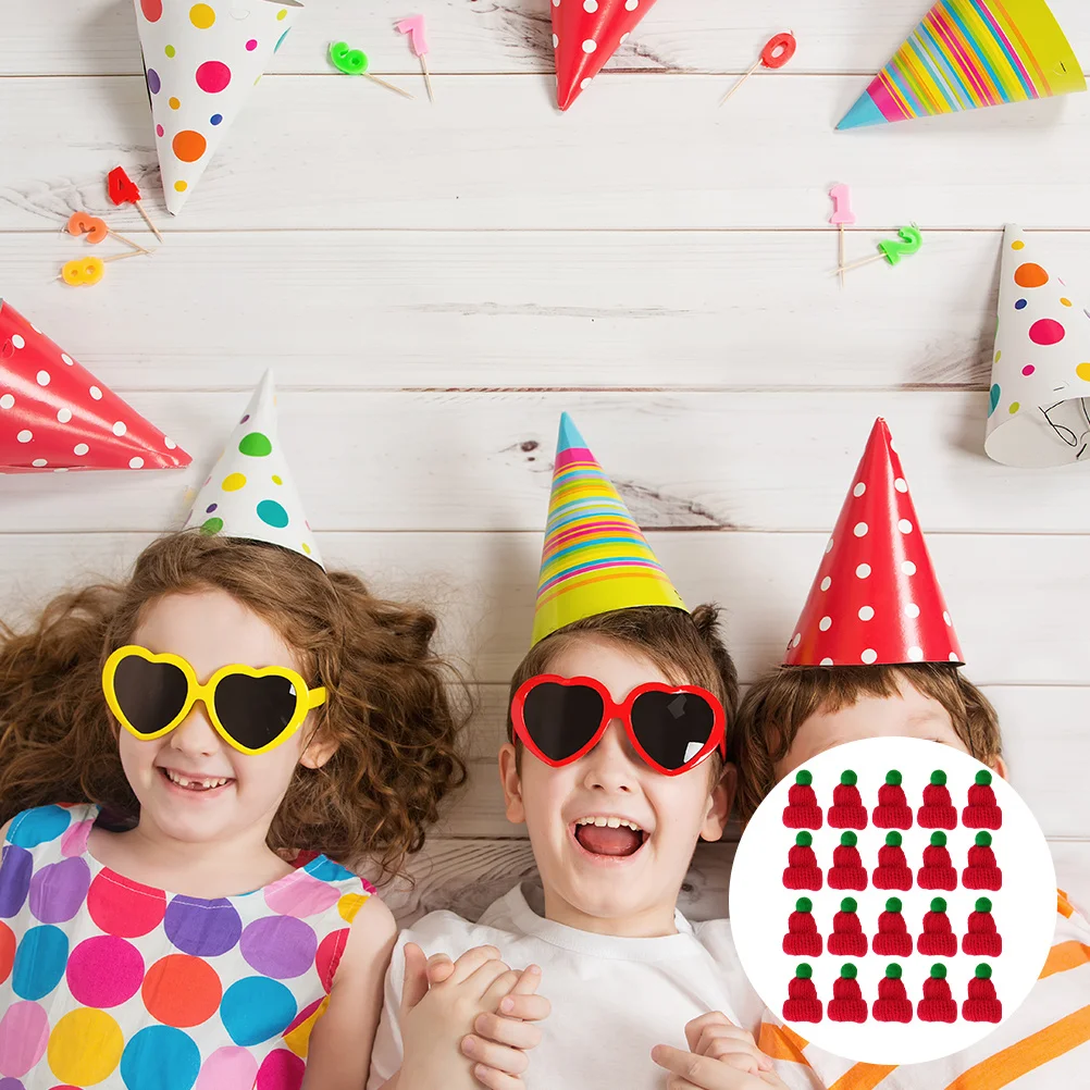 20 pçs mini chapéu de papai noel de lã acessórios de malha roupas sapatos sacos criativo decoração de natal diy suprimentos decoração